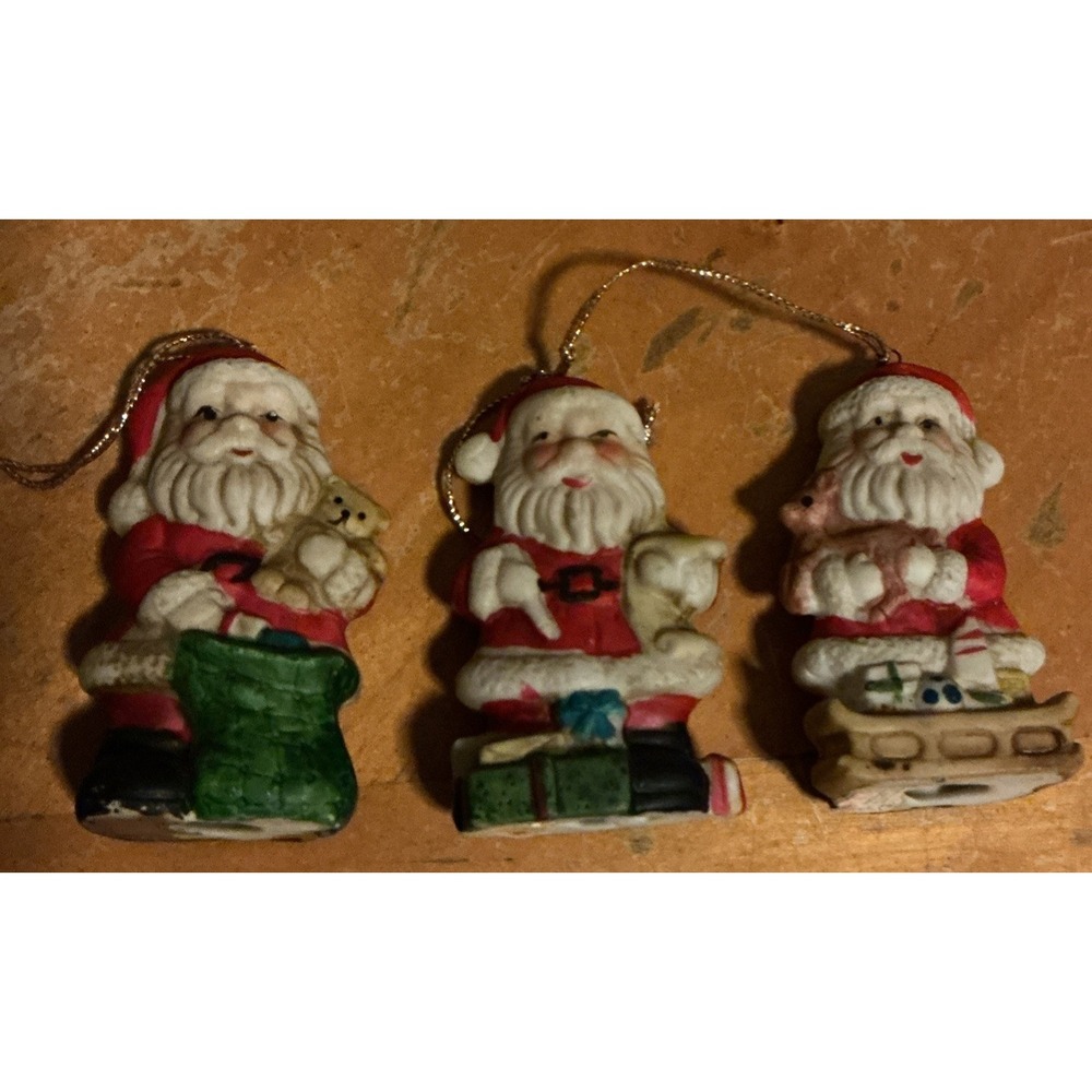 Set Of 3 Ceramic‎ Santa Ornaments By Albert Price
